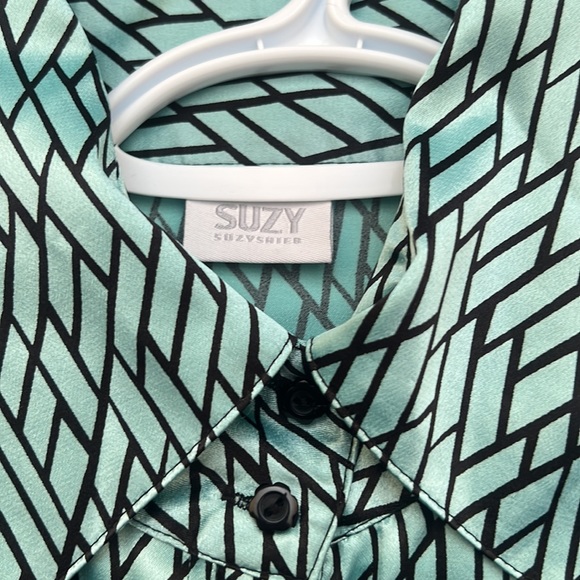 Suzy Shier Aqua colour Patterned shirt - Picture 2 of 7